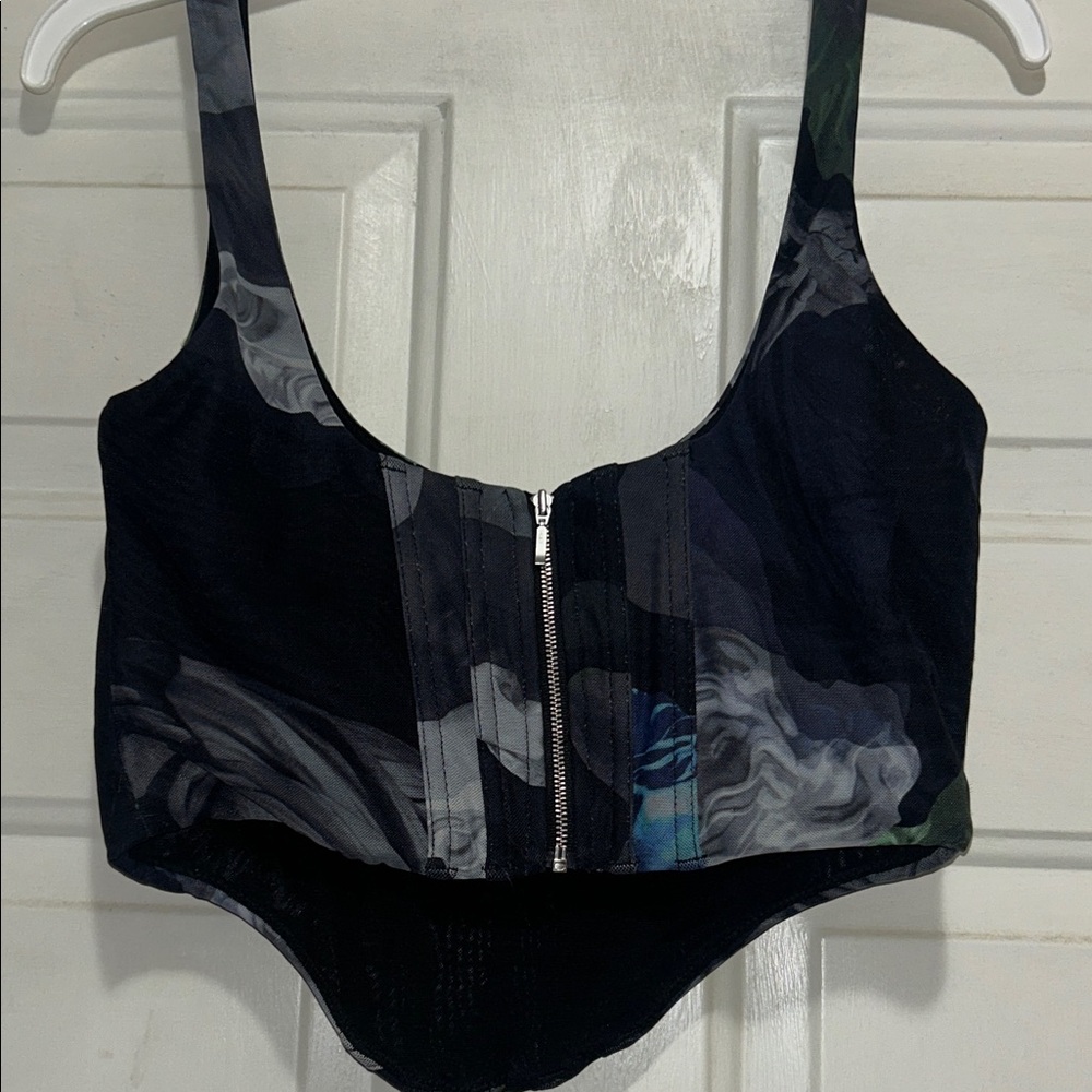 White Fox Floral Print Corset Top Bustier